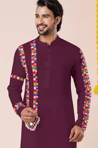Wine pure rayon navratri special premium designer kurta pyjama