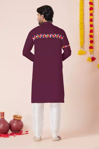 Wine pure rayon navratri special premium designer kurta pyjama
