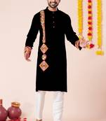 Black pure rayon navratri special premium designer kurta pyjama