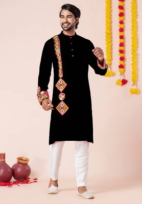 Black pure rayon navratri special premium designer kurta pyjama 2
