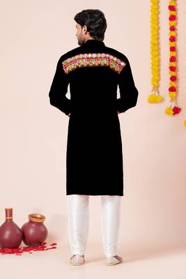 Black pure rayon navratri special premium designer kurta pyjama 3