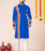 Blue pure rayon navratri special premium designer kurta pyjama