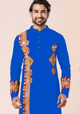 Blue pure rayon navratri special premium designer kurta pyjama 2