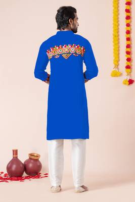 Blue pure rayon navratri special premium designer kurta pyjama 3