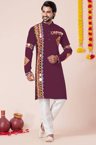 Wine pure rayon navratri special premium designer kurta pyjama