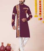 Wine pure rayon navratri special premium designer kurta pyjama