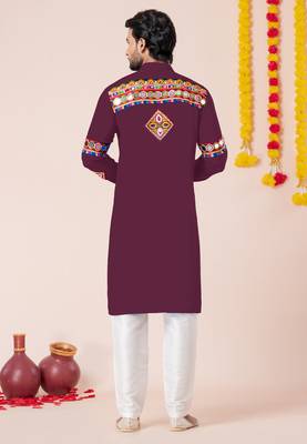 Wine pure rayon navratri special premium designer kurta pyjama 3