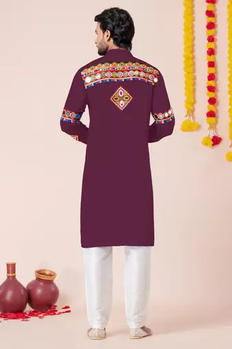 Wine pure rayon navratri special premium designer kurta pyjama