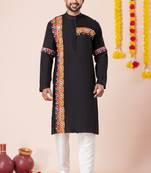 Black pure rayon navratri special premium designer kurta pyjama