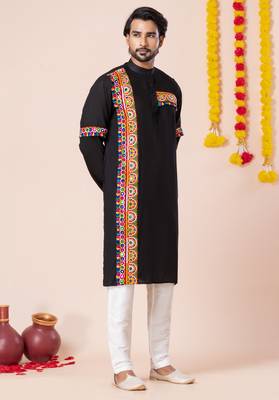 Black pure rayon navratri special premium designer kurta pyjama 2