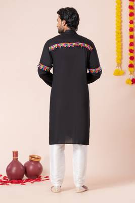 Black pure rayon navratri special premium designer kurta pyjama 3
