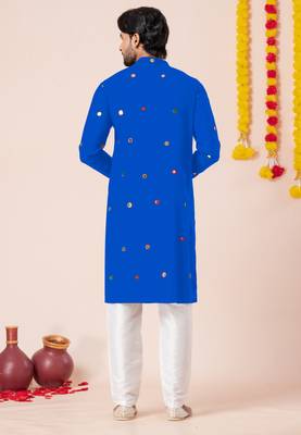 Blue pure rayon navratri special premium designer kurta pyjama 3