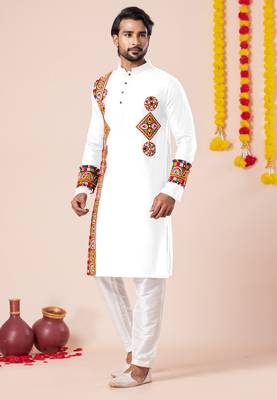 White pure rayon navratri special premium designer kurta pyjama 2