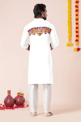 White pure rayon navratri special premium designer kurta pyjama 3