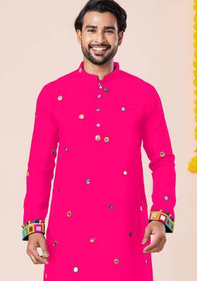 Pink pure rayon navratri special premium designer kurta pyjama 2