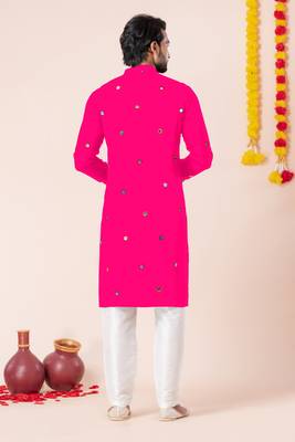 Pink pure rayon navratri special premium designer kurta pyjama 3