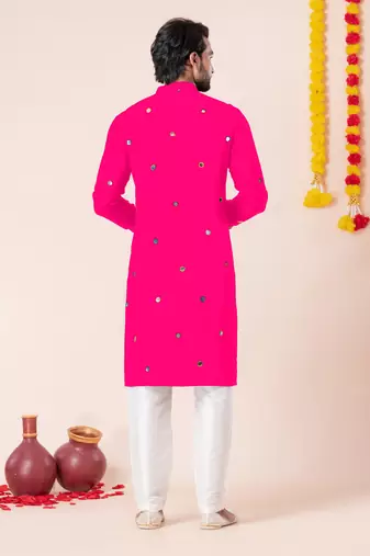 Pink pure rayon navratri special premium designer kurta pyjama