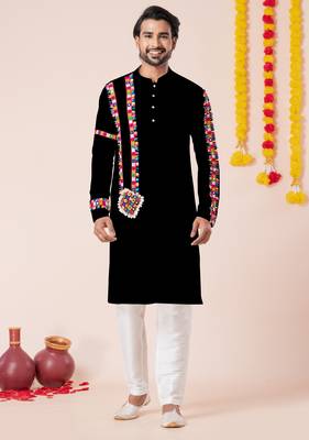 Black pure rayon navratri special premium designer kurta pyjama 2