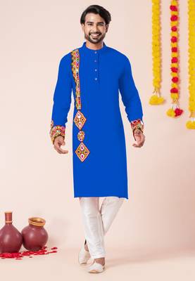Blue pure rayon navratri special premium designer kurta pyjama 1