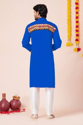 Blue pure rayon navratri special premium designer kurta pyjama 3
