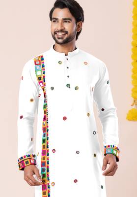 White pure rayon navratri special premium designer kurta pyjama 2