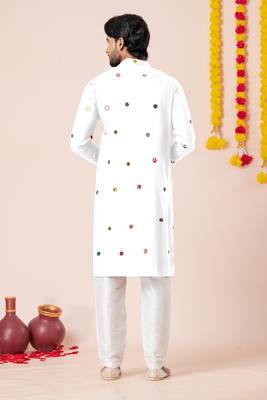 White pure rayon navratri special premium designer kurta pyjama 3