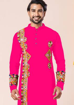 Pink pure rayon navratri special premium designer kurta pyjama 2