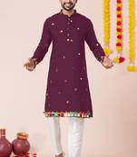 Wine pure rayon navratri special premium designer kurta pyjama