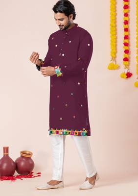 Wine pure rayon navratri special premium designer kurta pyjama 2