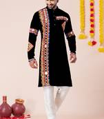 Black pure rayon navratri special premium designer kurta pyjama