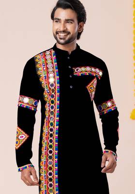 Black pure rayon navratri special premium designer kurta pyjama 2