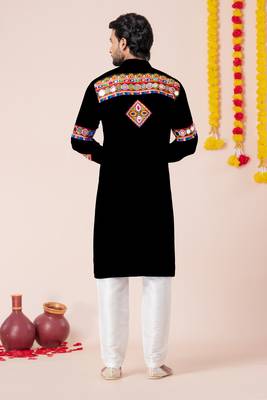Black pure rayon navratri special premium designer kurta pyjama 3