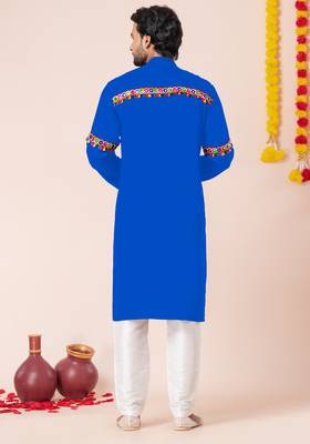 Blue pure rayon navratri special premium designer kurta pyjama 3