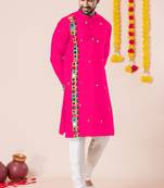 Pink pure rayon navratri special premium designer kurta pyjama
