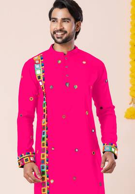 Pink pure rayon navratri special premium designer kurta pyjama 2