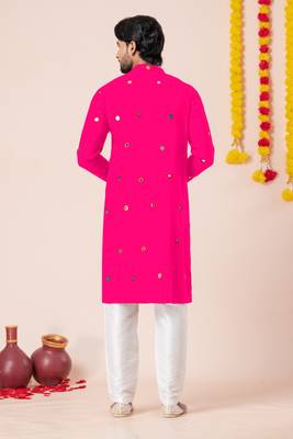 Pink pure rayon navratri special premium designer kurta pyjama 3