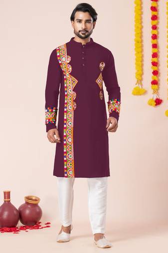 Wine pure rayon navratri special premium designer kurta pyjama