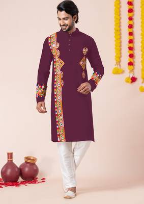 Wine pure rayon navratri special premium designer kurta pyjama 2