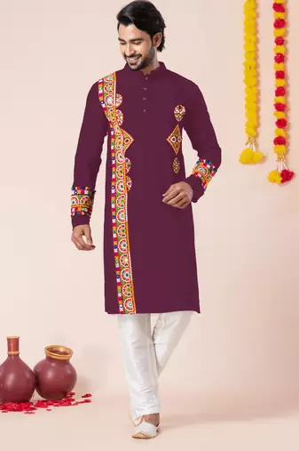 Wine pure rayon navratri special premium designer kurta pyjama
