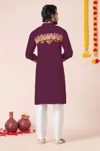 Wine pure rayon navratri special premium designer kurta pyjama