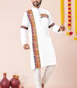 White pure rayon navratri special premium designer kurta pyjama