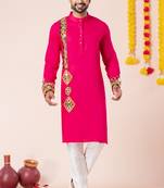 Pink pure rayon navratri special premium designer kurta pyjama