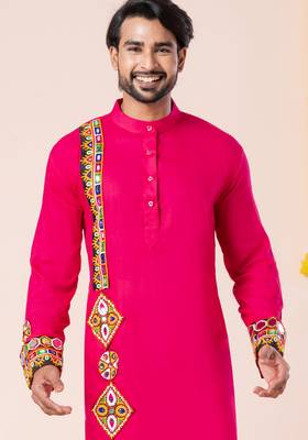 Pink pure rayon navratri special premium designer kurta pyjama 2