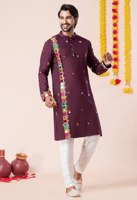Wine pure rayon navratri special premium designer kurta pyjama 1