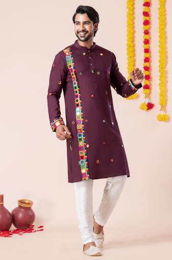 Wine pure rayon navratri special premium designer kurta pyjama