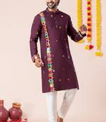 Wine pure rayon navratri special premium designer kurta pyjama