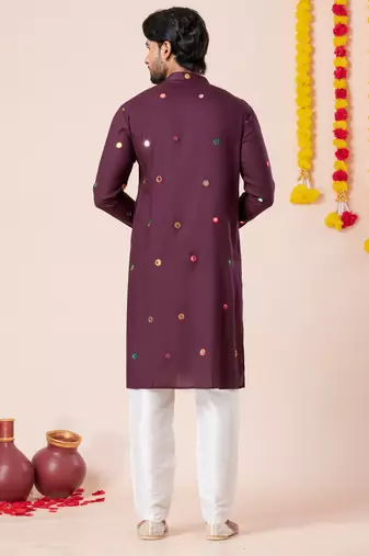 Wine pure rayon navratri special premium designer kurta pyjama