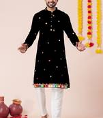 Black pure rayon navratri special premium designer kurta pyjama