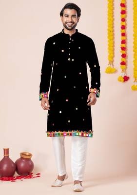 Black pure rayon navratri special premium designer kurta pyjama 2