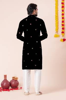 Black pure rayon navratri special premium designer kurta pyjama 3